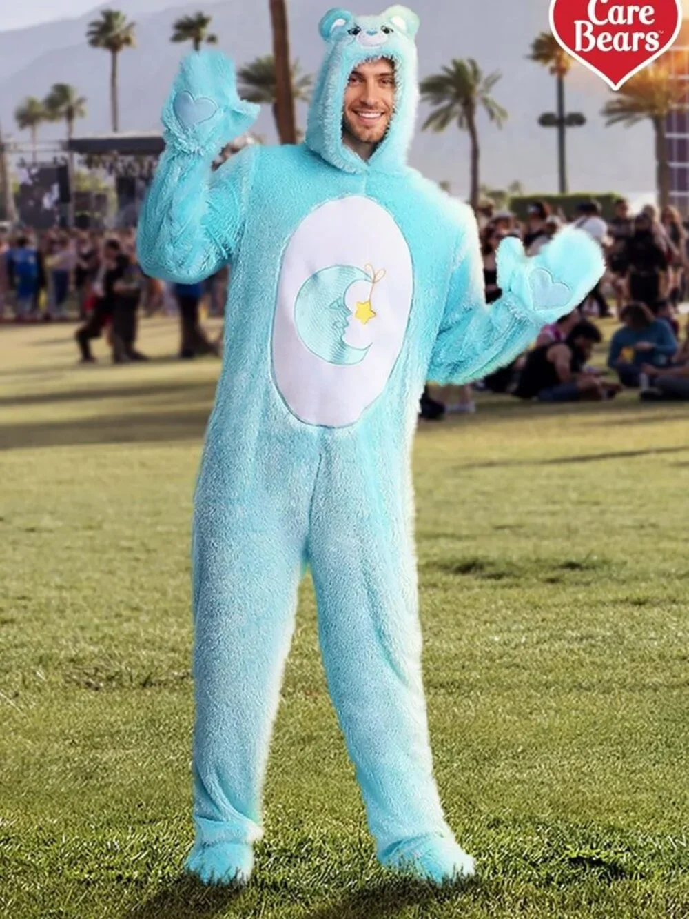 Cozy Bedtime Bear Adult Halloween Costume | 80s TV Show Mascot Jumpsuit